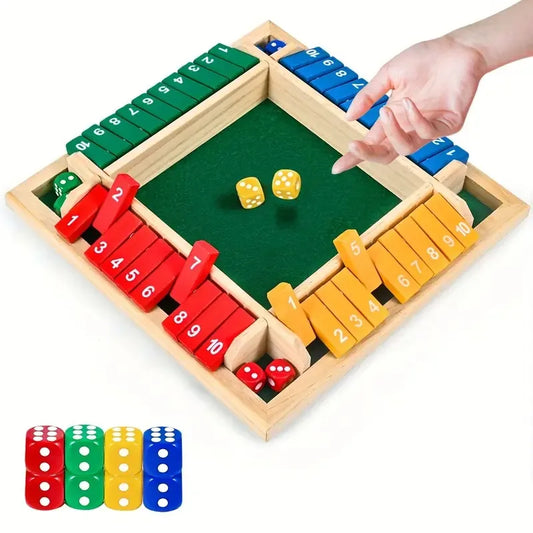 2-In-1 Wooden Dice Game Board, Family Party Fun Board Game, Multi-Color Chessboard Number Game, Ideal for Family Gatherings